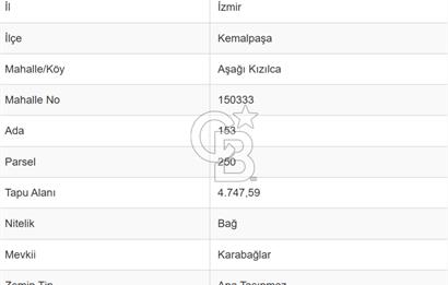 KEMALPAŞA AŞAĞI KIZILCA KARABAĞLAR MEVKINDE SATILIK BAHÇE