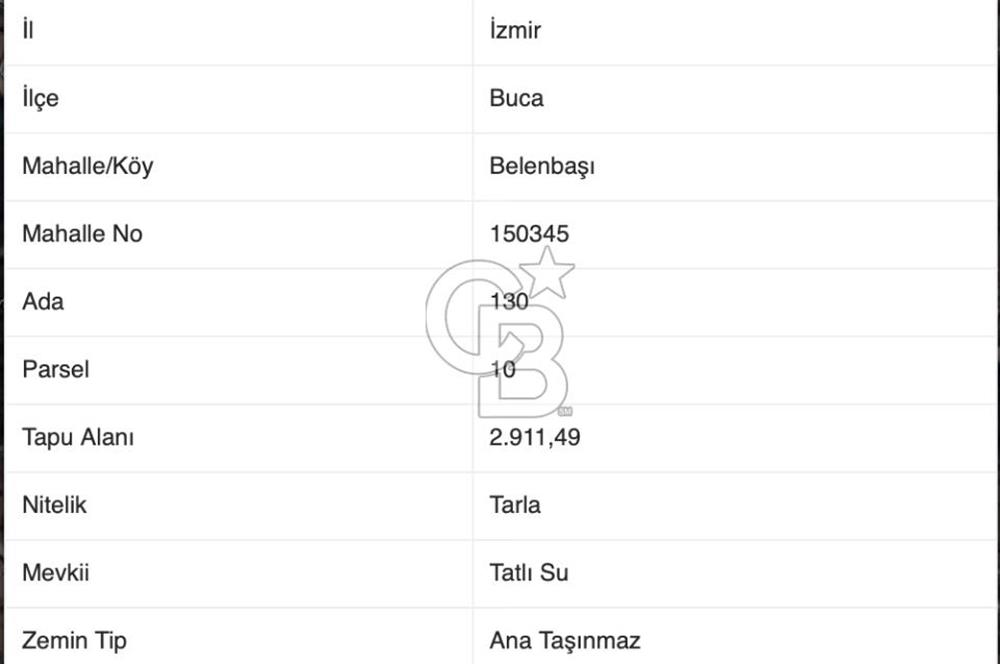 İZMİR BUCA BELENBAŞI'NDA YATIRIMA UYGUN 2900 M2 SATILIK ARSA