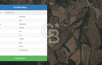 Çanakkale Çan Bardakçılar Satılık 1.509 M2 Müstakil Tapulu Arsa