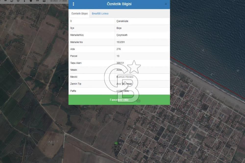 Çanakkale Biga'da Denize Sıfır Villa İmarlı Satılık Arsa