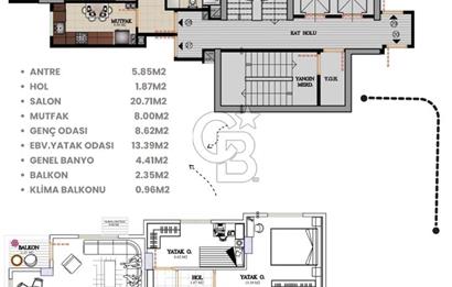 BOSTANCIDA   SATILIK  2+1  7.KAT ALİ NİHAT TARLAN CADDESİNDE