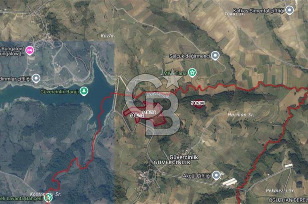 Kocaeli İzmit Güvercinlik'te 56 Dönümlük Göl Manzaralı Arazi