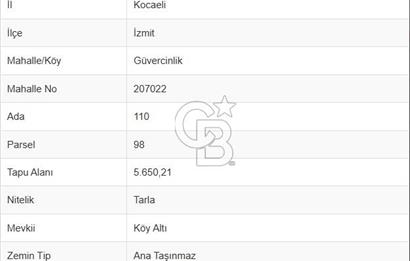 Kocaeli İzmit Güvercinlik'te 56 Dönümlük Göl Manzaralı Arazi