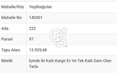Muğla Yatağan Yeşilbağcılar'da Satılık İçerisinde 2 Ayrı Daire Bulunan 13.929 Metre Kare Tarla