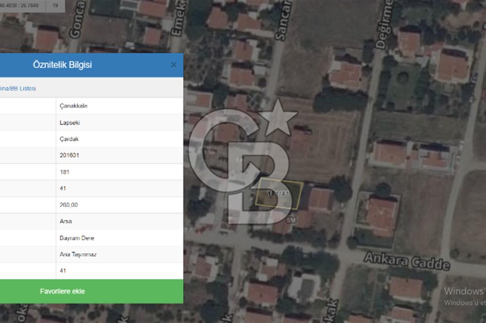  LAPSEKİ ÇARDAK EMEK TATİL KÖYÜ'NDE SATILIK ARSA