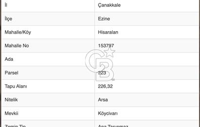 Ezine Hisaralan Köy İçi İmarlı, Orman Manzaralı Yatırımlık Arsa!