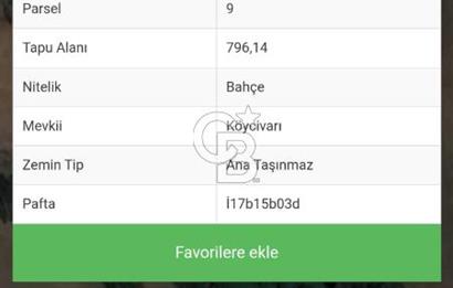 ÇAN KIZILELMA KÖYÜ 796 M2 İMARLI BAHÇE