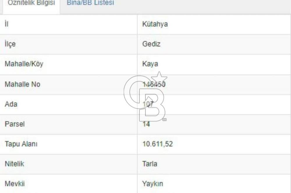KÜTAHYA GEDİZ KAYA KÖY DE 10611 MT. ÇİFT YOLA CEPHE TARLA 