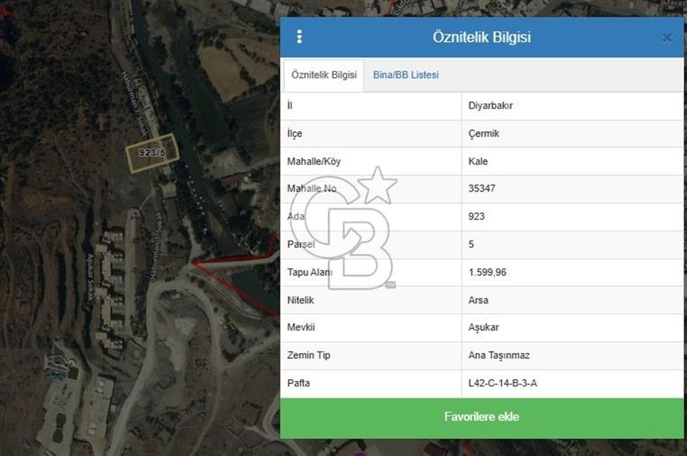 DİYARBAKIR / ÇERMİK – DERE KENARINDA 1,6 DÖNÜM SATILIK ARSA