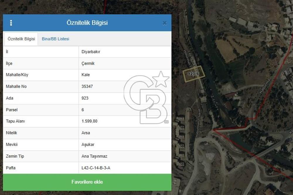 DİYARBAKIR / ÇERMİK – DERE KENARINDA 1,6 DÖNÜM SATILIK ARSA
