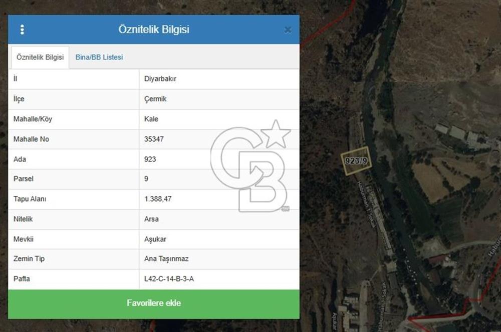 DİYARBAKIR / ÇERMİK – DERE KENARINDA 1,3 DÖNÜM SATILIK ARSA