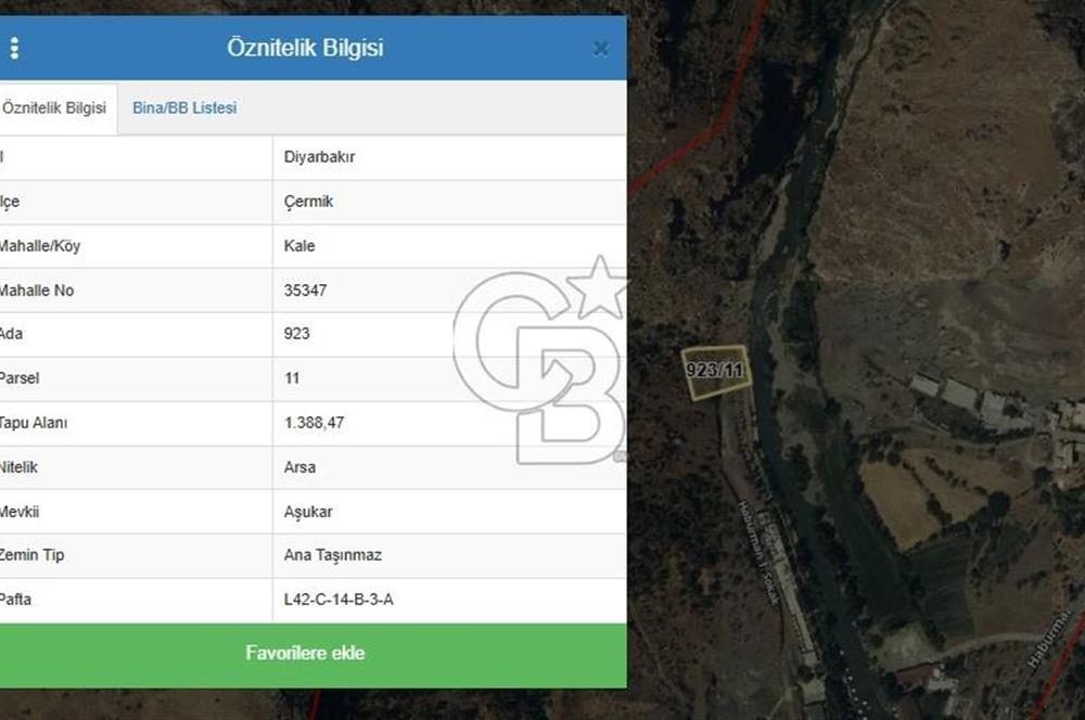 DİYARBAKIR / ÇERMİK – DERE KENARINDA 1,3 DÖNÜM SATILIK ARSA