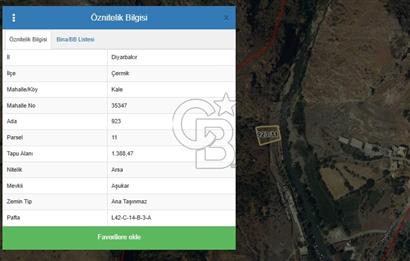 DİYARBAKIR / ÇERMİK – DERE KENARINDA 1,3 DÖNÜM SATILIK ARSA
