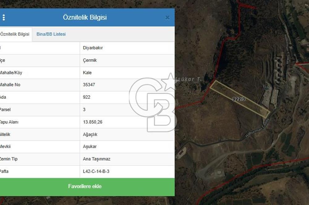 DİYARBAKIR / ÇERMİK – 13 DÖNÜM SATILIK ARAZİ
