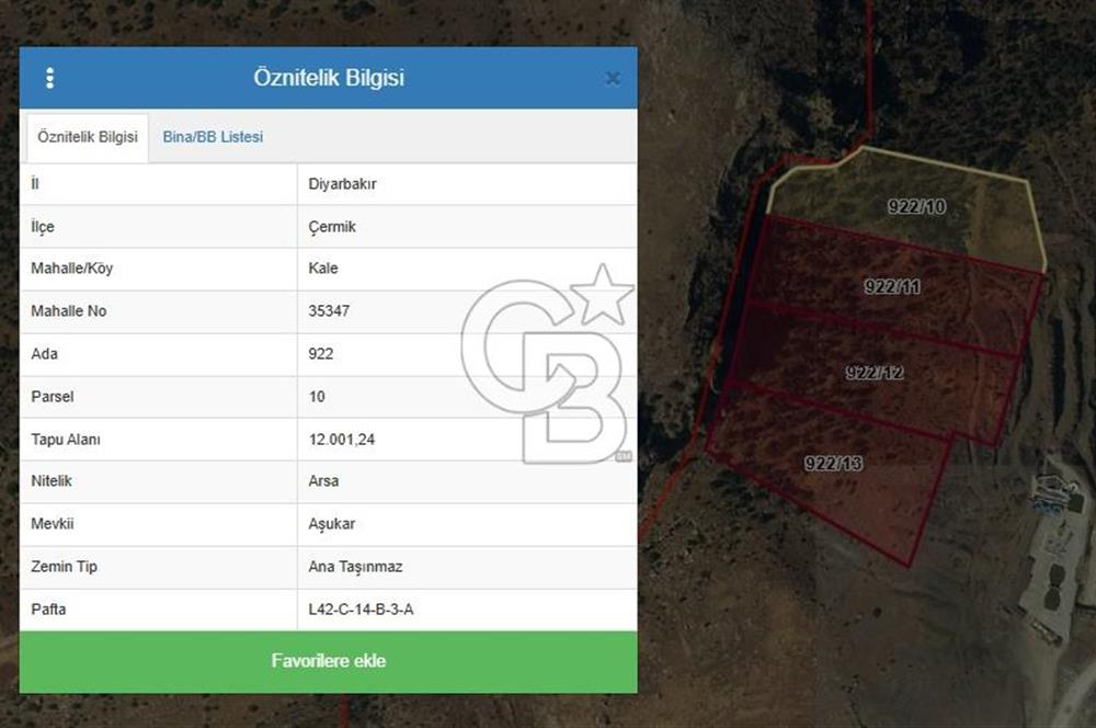 DİYARBAKIR / ÇERMİK – 12 DÖNÜM SATILIK ARAZİ