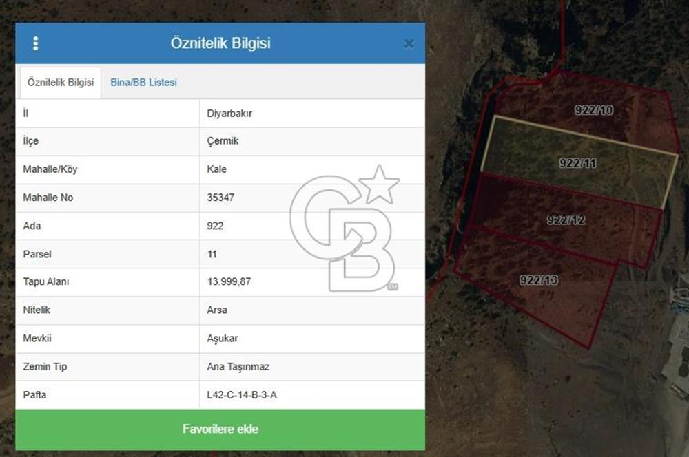 DİYARBAKIR / ÇERMİK – 12 DÖNÜM SATILIK ARAZİ