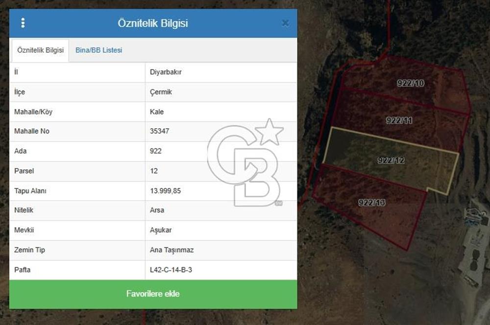 DİYARBAKIR / ÇERMİK – 12 DÖNÜM SATILIK ARAZİ