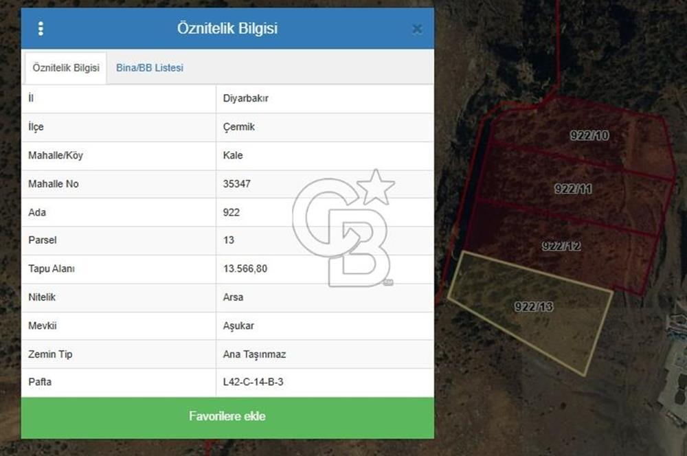 DİYARBAKIR / ÇERMİK – 12 DÖNÜM SATILIK ARAZİ
