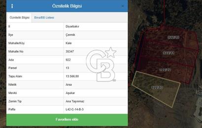 DİYARBAKIR / ÇERMİK – 12 DÖNÜM SATILIK ARAZİ