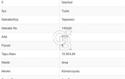 TUZLA TEPEÖRENDE YATIRIMLIK 11.000 M² ARSA 8 VİLLA İMARLI