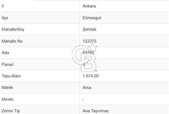 ŞEHİTALİ 'DE VİLLA İMARLI KÖŞE PARSEL 1674M2
