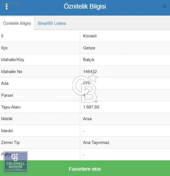 GEBZE BALÇIKTA TİCARİ KOTLU 1.687 m² ARSA/1.200 m² İNŞAAT HAKKI