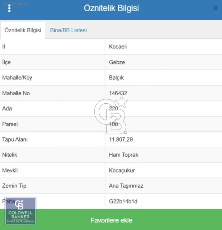 GEBZE BALÇIKTA YATIRIMLIK 11.807 m² ARSA KAMULAŞTIRMA ALANI