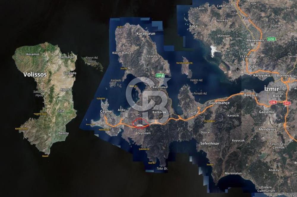 ÇEŞME KARAKÖY'DE; ÇEŞME İZMİR OTOBANININ YANINDA SATILIK TARLA
