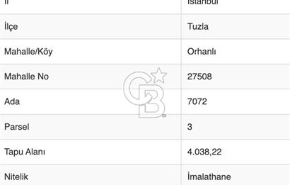 İstanbul, Tuzla, Orhanlı, Deri OSB, Deri Yan Sanayi, Satılık 850 m2 İmalathane, Dükkan, İş Yeri, Atölye
