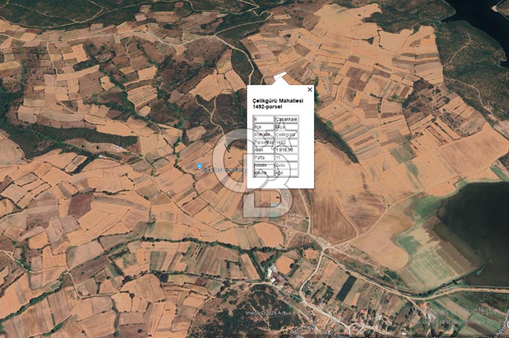 ÇANAKKALE BİGA ÇELİKGÜRÜ KÖYÜNDE SATILIK ARAZİ