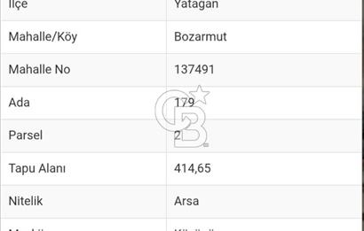 Muğla Yatağan Bozarmut Mahallesinde Satılık Araç Takaslı 414 Metre Mare Arsa