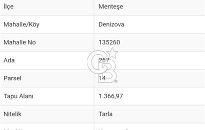 Muğla Menteşe Denizova Mahallesinde Satılık 1.366 Metre Kare Tarla