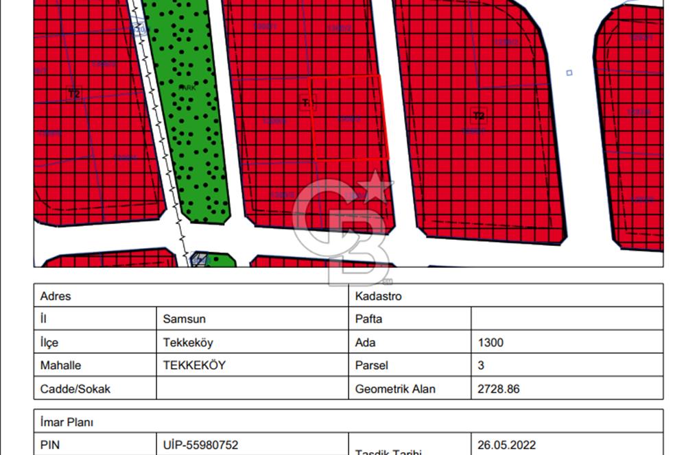 SAMSUN TEKKEKÖY MERKEZ’DE T2 TİCARET İMARLI 2.728 m² ARSA – KAT KARŞILIĞI VERİLECEKTİR!