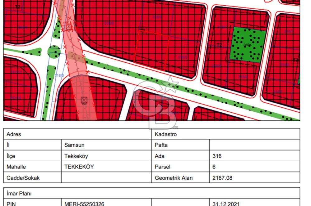 SAMSUN TEKKEKÖY’DE ANA ARTERE YAKIN TİCARİ ARSA – 2.167 m² – KAT KARŞILIĞI VERİLECEKTİR!