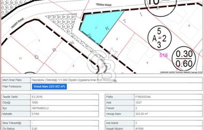 Hayrabolu Merkezde 324m2 Satılık Arsa, inşaata hemen başlanabilir