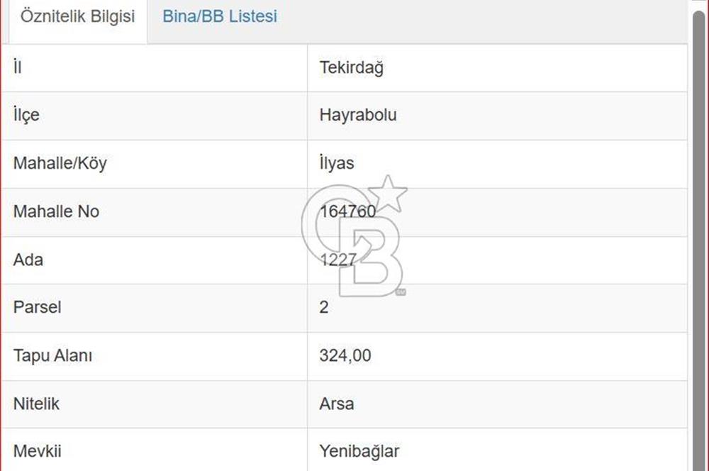 Hayrabolu Merkezde 324m2 Satılık Arsa, inşaata hemen başlanabilir