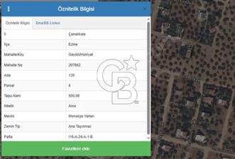 CB CLASS ÇANAKKALE GEYİKLİ/ HÜRRİYET 500 M2 SATILIK ARSA