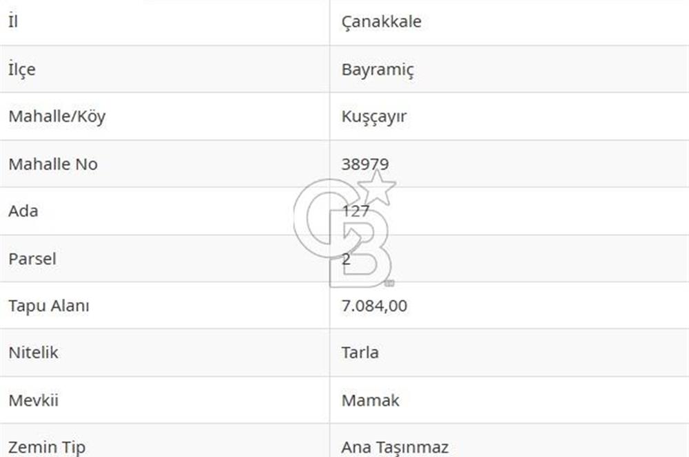 Çanakkale Bayramiç'te yatırımlık satılık tarla