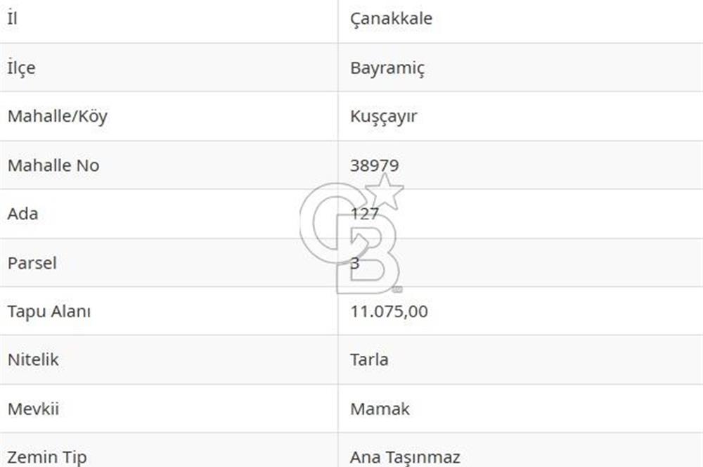 Çanakkale Bayramiç'te yatırımlık satılık tarla