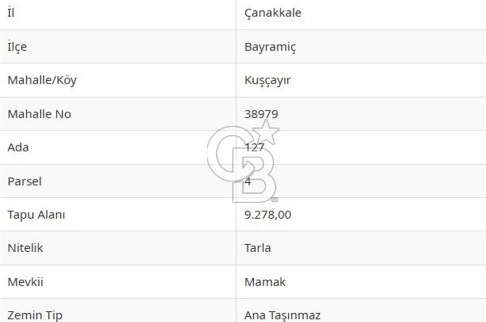 Çanakkale Bayramiç'te yatırımlık satılık tarla