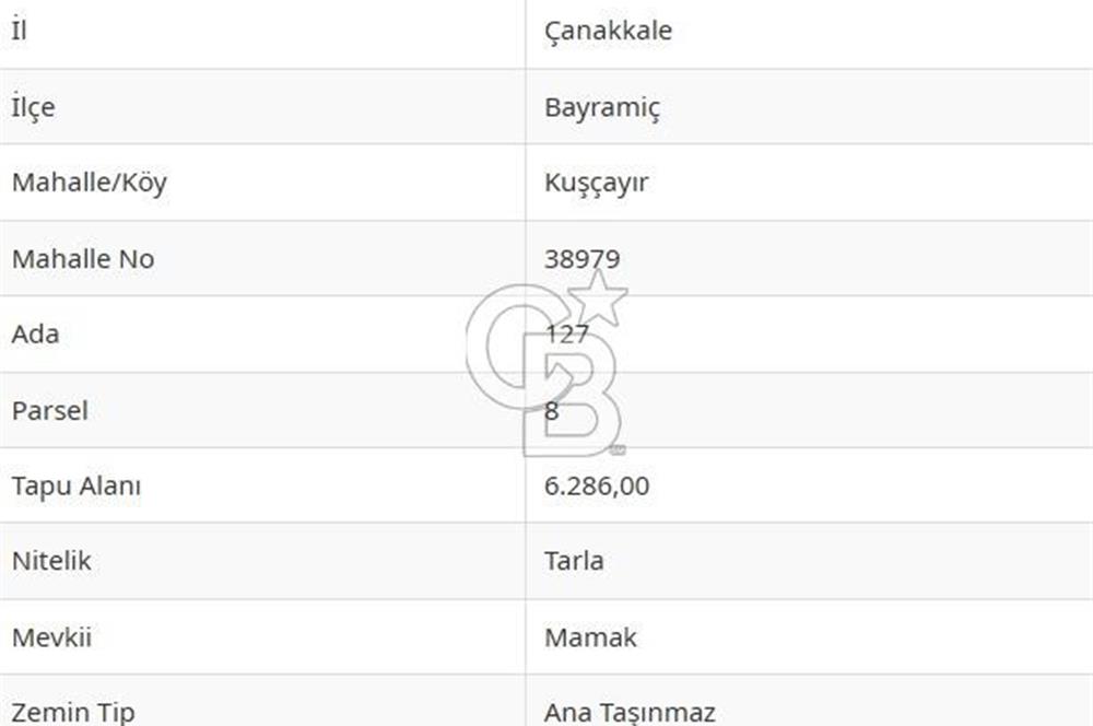 Çanakkale Bayramiç'te yatırımlık satılık tarla