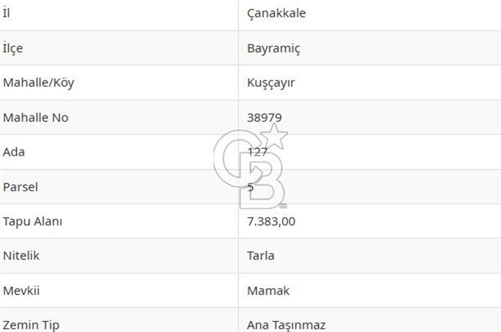 Çanakkale Bayramiç'te yatırımlık satılık tarla