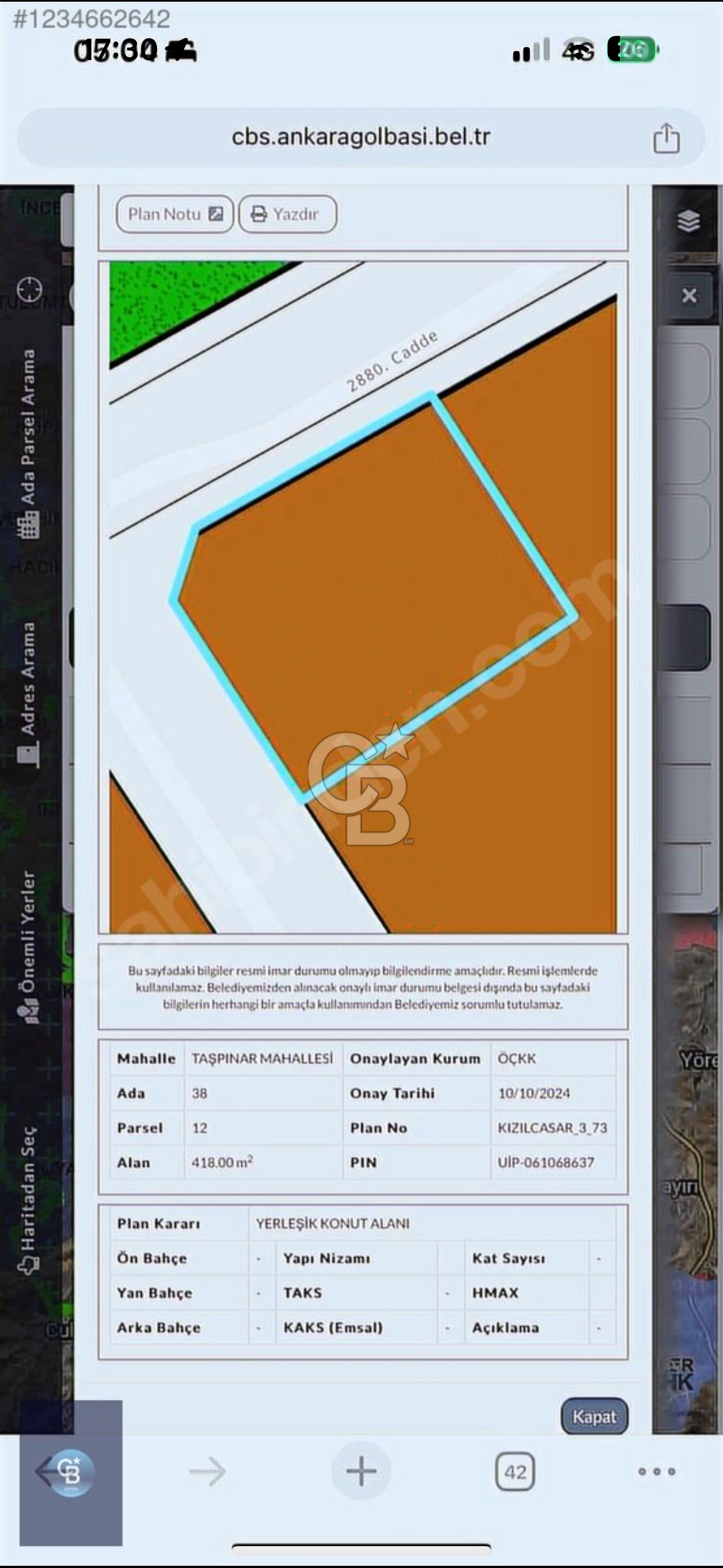 TAŞPINAR MAH İNCEK BULVAR ÜZERİ TİCARİ + KONUT PARSELİ