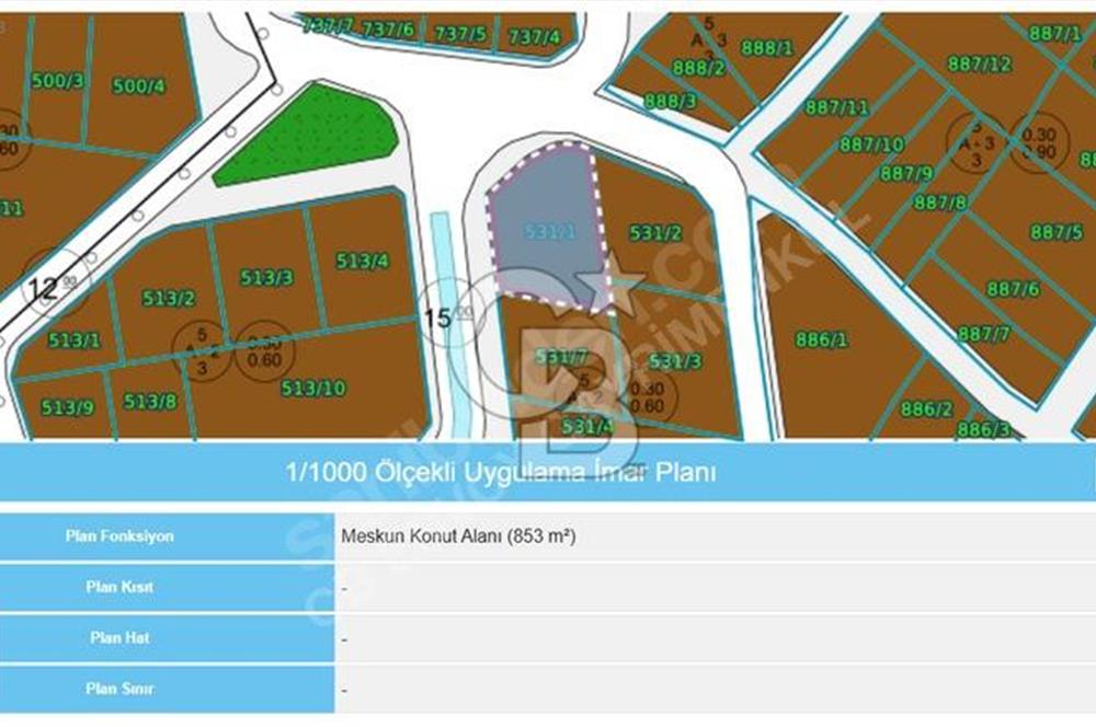 CB ENVOY'dan Yeniköy'de Köşe Parsel 856m2 İmarlı Arsa