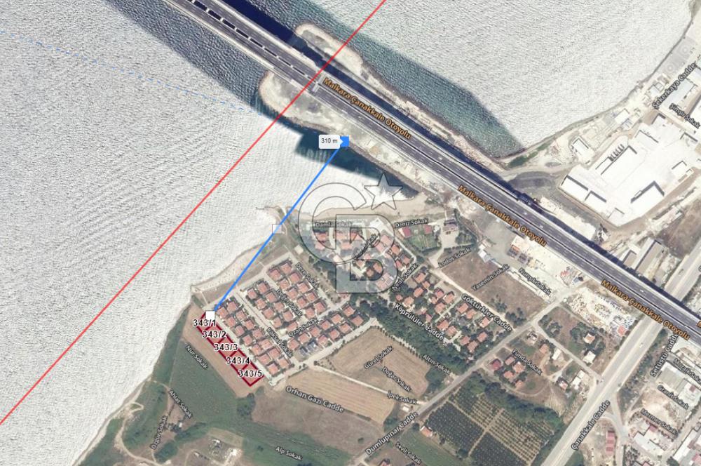 18 MART BOĞAZ KÖPRÜSÜNE 300 METRE 2.5 DÖNÜM İMARLI 5 PARSEL