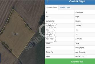 ÇANAKKALE BİGA'DA HESAPLI VE DOĞRU YATIRIM 2779 M2 SATILIK TARLA