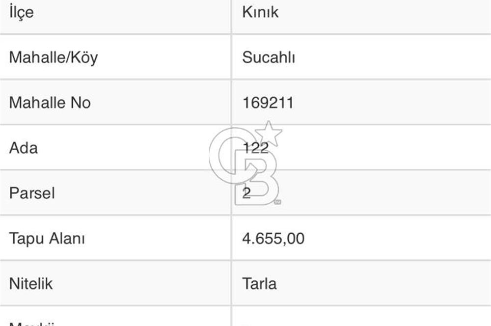 İZMİR KINIK SUCAHLI DA 4655 M2 SATILIK YATIRIMLIK FIRSAT TARLA