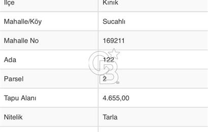 İZMİR KINIK SUCAHLI DA 4655 M2 SATILIK YATIRIMLIK FIRSAT TARLA