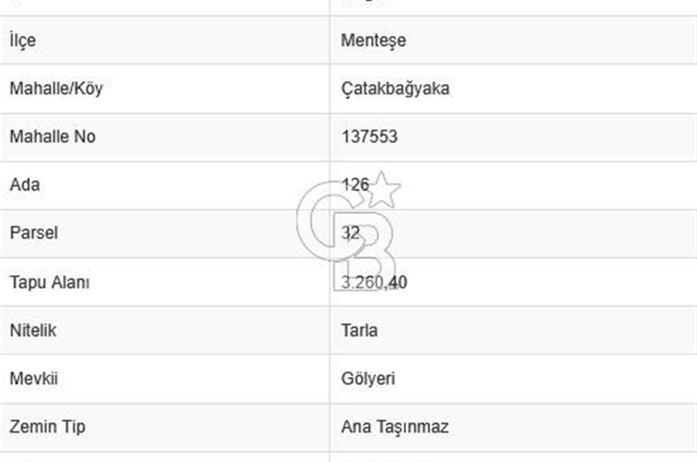 Muğla Çatakbağyaka Mahallesi'nde 3.260 m² Yatırımlık Arazi