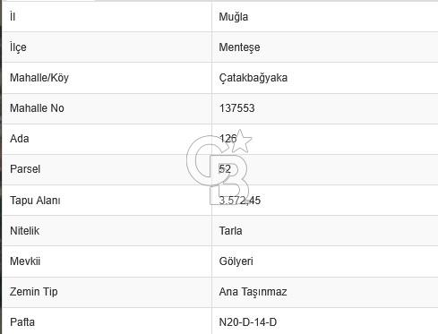 Menteşe Çatakbağyaka'da 3,572 m2 yatırımlık tarla